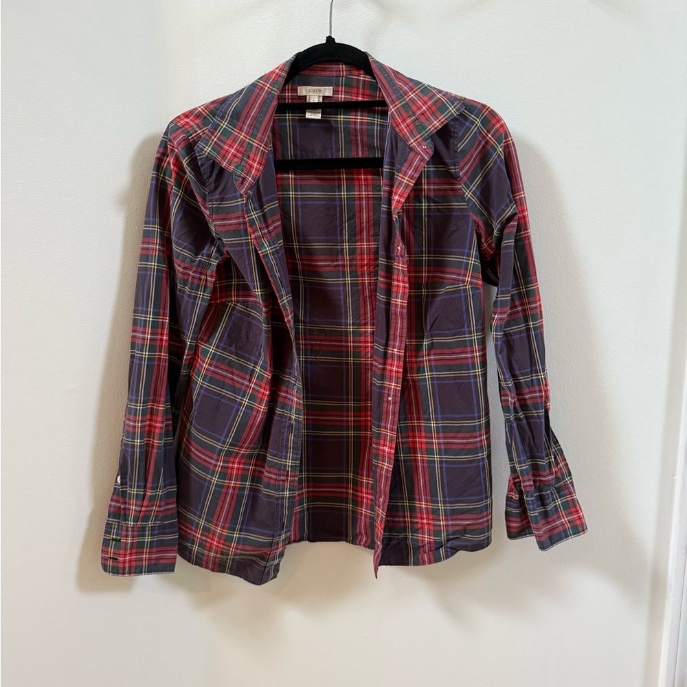 J.Crew Women’s Tartan Navy Button Up